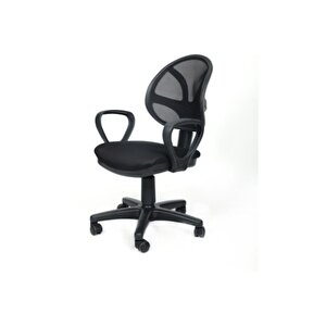 Oval Siyah Fileli Bilgisayar Ofis Çalışma Sandalyesi Koltuğu 06oval