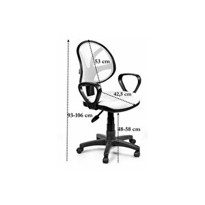 Oval Siyah Fileli Bilgisayar Ofis Çalışma Sandalyesi Koltuğu 06oval