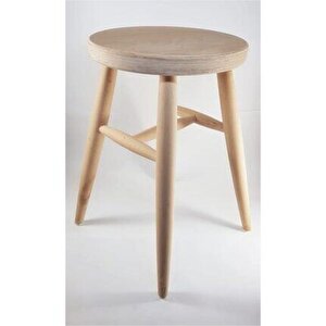 Ahşap Yuvarlak Tabure Ham Ahşap 45 Cm