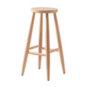 Yuvarlak Bar Tabure Ham Ahşap Boyasız