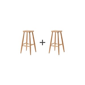 Ikili Ahşap Yüksek Kare Bar Tabure Sandalye
