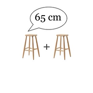 Ahşap 65 Cm Yüksek Kare Bar Tabure Sandalye 2'li.