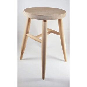 Ahşap Yuvarlak Tabure Ham Ahşap 45 Cm