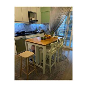 Ahşap Kırlangıç Bar Taburesi 70 Cm Ham