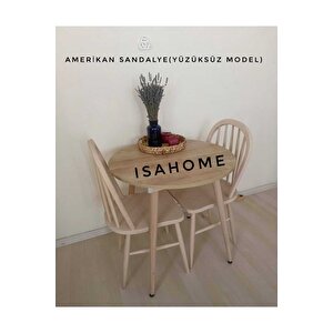 Amerkan Sandalye Ham Ahşap Yüzüksüz Model 4 Adet