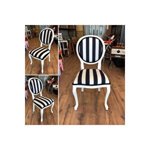 Zebra Desenli Ahşap Mutfak Sandalyesi