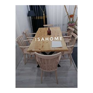 Kırlangıç Kollu Yıldız Sandalye Ham Ahşap Model 4 Adet