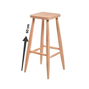 60 Cm ( 2 Adet ) Ham Ahşap Kare Bar Tabure Sandalye