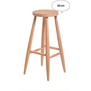 60 Cm Ham Ahşap Yuvarlak Bar Tabure Sandalye