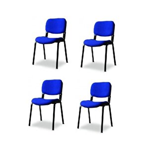 I Office Furniture & Desing Mavi Ofis Büro Bekleme Misafir Form Koltuğu Sandalyesi 4lı 012