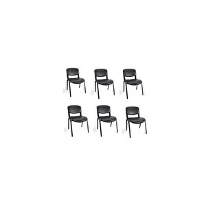 I Office Furniture & Desing Siyah Ofis Büro Bekleme Misafir Form Koltuğu Sandalyesi 6li 008