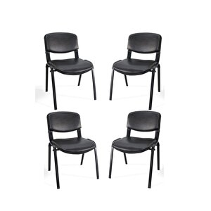 I Office Furniture & Desing Siyah Ofis Büro Bekleme Misafir Form Koltuğu Sandalyesi 4lü 008
