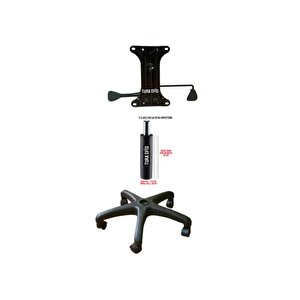 Çift Kollu Mekanizma Plastik Ayak 140'lık Siyah Amortisör 5 Adet Tekerlek