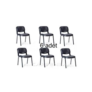 I Office Furniture & Desing Siyah Ofis Büro Bekleme Misafir Form Koltuğu Sandalyesi 6lı 012