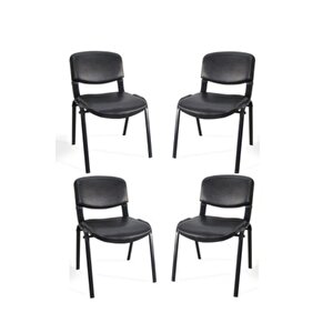 I Office Furniture & Desing Siyah Ofis Büro Bekleme Misafir Form Koltuğu Sandalyesi 4lü 00712