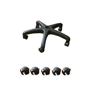 60'lık Yıldız Plastik Ayak + 5 Tekerlek Ofis Koltuğu Yedek Parçası