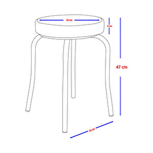 1 Adet Siyah Tabure Ahtapot Metal Çemberli Demir Tabure