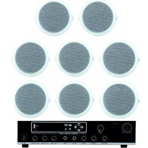 Luxury, 16cm Kaliteli 8 Hoparlör 1 Anfi Asma Tavan Ses Sistemi, Alçıpan Tavan Ses Sistemi