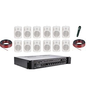 12 Hoparlör Masaj Salonu, Cafe, Okul Ses Sistemi, Spa Ses Sistemi, Hoparlör Ve Amfi Hazır Set Pro Kreş Anakolu Ses Sistemi Beyaz