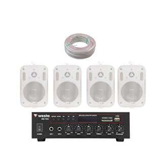 4 Hoparlör Masaj Salonu Ses Sistemi, Cafe Ses Sistemi, Spa Ses Sistemi, Hoparlör Ve Amfi Hazır Set Pro