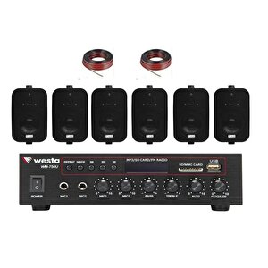 6 Hoparlör Masaj Salonu Ses Sistemi, Cafe Ses Sistemi, Spa Ses Sistemi, Hoparlör Ve Amfi Hazır Set Pro