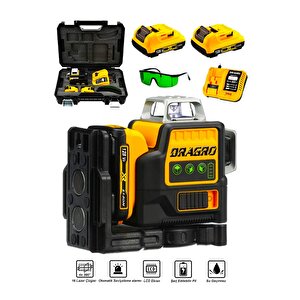 Alman Pro 360° 12 Köşe 45metre Ölçüm 2 Akülü Lazer Hizalama Yeşil Çizgili Lazer Metre Çizgi Hizalama