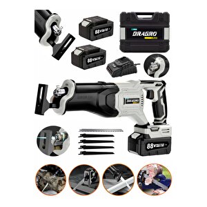 Alman 88 V 10 Ah Çift Akülü Tilki Kuyruğu Ağaç Dal Kurban Kesim Makinesi 5 Adet Bıçak Şarjlı Tilki