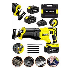 Alman 88 V 10 Ah Çift Akülü Tilki Kuyruğu Ağaç Dal Kurban Kesim Makinesi+5 Adet Bıçak Şarjlı Tilki