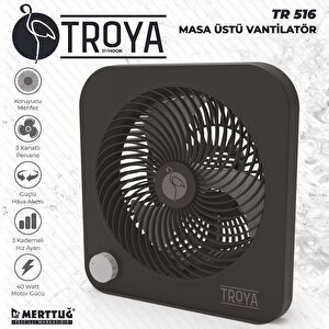 Tr-516 Masaüstü Vantilatör 3 Kanatlı 3 Kademeli Vantilatör