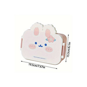 Cute Face Çift Bölmeli Kaşıklı Saklama Kabı Beyaz