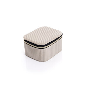 Aynalı Ekru Kadife Organizatör, Takı Kutusu 11,5 X 9,5 X 6 Cm