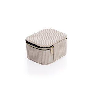 Ecrou Aynalı Ekru Kadife Organizatör, Takı Kutusu 11,5 X 9,5 X 6 Cm