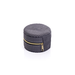 Ecrou Yuvarlak Kadife Takı Kutusu Siyah 8 X 8 X 5,5 Cm
