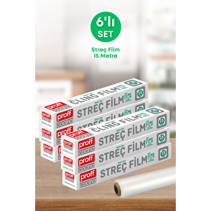 6 Adet 15 Metre Streç Film – Gıda Saklama Ve Sarma Filmi