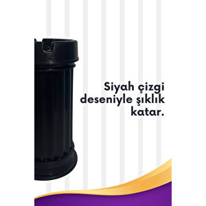1 Adet Siyah Çizgili Dekoratif Plastik Kokusuz Yanmaz Küllük Kül Tablası