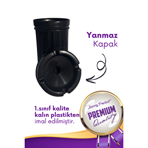4 Adet Siyah Çizgili Dekoratif Plastik Kokusuz Yanmaz Küllük Kül Tablası
