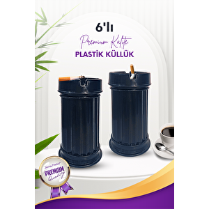 6 Adet Siyah Çizgili Dekoratif Plastik Kokusuz Yanmaz Küllük Kül Tablası