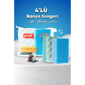 4 Adet Banyo Vücut Duş Masaj Süngeri Spa Süngeri Banyo Terapi Süngeri- Paketli