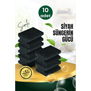 10 Adet Oluklu Siyah Simli Bulaşık Süngeri – Özel Dokulu Dayanıklı Pinterest Temizlik Süngeri Seti