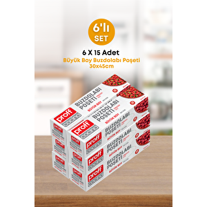 6 Adet 15’li Buzdolabı Poşeti Büyük Boy – Dayanıklı Gıda Saklama Torbası –30x45cm
