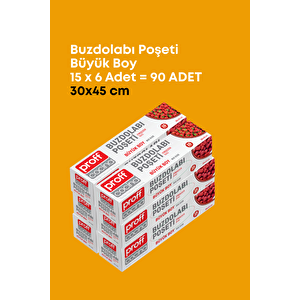 6 Adet 15’li Buzdolabı Poşeti Büyük Boy – Dayanıklı Gıda Saklama Torbası –30x45cm