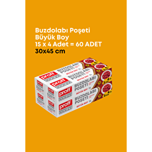 4 Adet 15’li Buzdolabı Poşeti Büyük Boy – Dayanıklı Gıda Saklama Torbası –30x45cm
