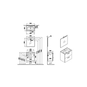 Vitra Mia Demonte Set, 60 Cm, Çekmeceli, (lavabo Dolabı, Aydınlatmalı Ayna), Cordoba 75103