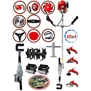 Yan Tipi Benzinli Motorlu Tırpan + Zeytin Badem Hasat Makinası + Çapalama Seti Toplam 13 Parça
