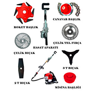 Zeytin Hasat Makinası + Sırt Tipi Benzinli Motorlu Tırpan 9 Parça Özel Set