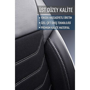 Renault Megane 3 Hatchback 2012-2016 Lüx Deri Detaylı Oto Koltuk Kılıfı Ön Arka Takım Carbon Serisi Si̇yah Beyaz