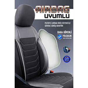 Hyundai Matrix Lüx Deri Detaylı Oto Koltuk Kılıfı Ön Arka Takım Carbon Serisi Si̇yah Beyaz