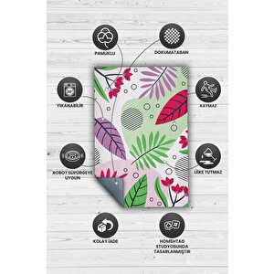 Homshtag Etnik Desenli Yaz Halısı,çiçekli Halı, Renkli Balkon,yıkanabilir Dış Mekan Halısı