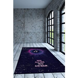 Müzik Bağımlısı Art Müzik Halısı Koyu Renkli Müzik Halısı Ritim Figürlü Renkli Modern Halı 200x300 cm