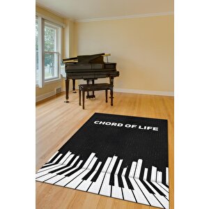Hayatın Akordu Siyah Müzik Sever Halısı Art Müzik Halısı Piyanist Halısı Müzisyene Hediye 80x120 cm